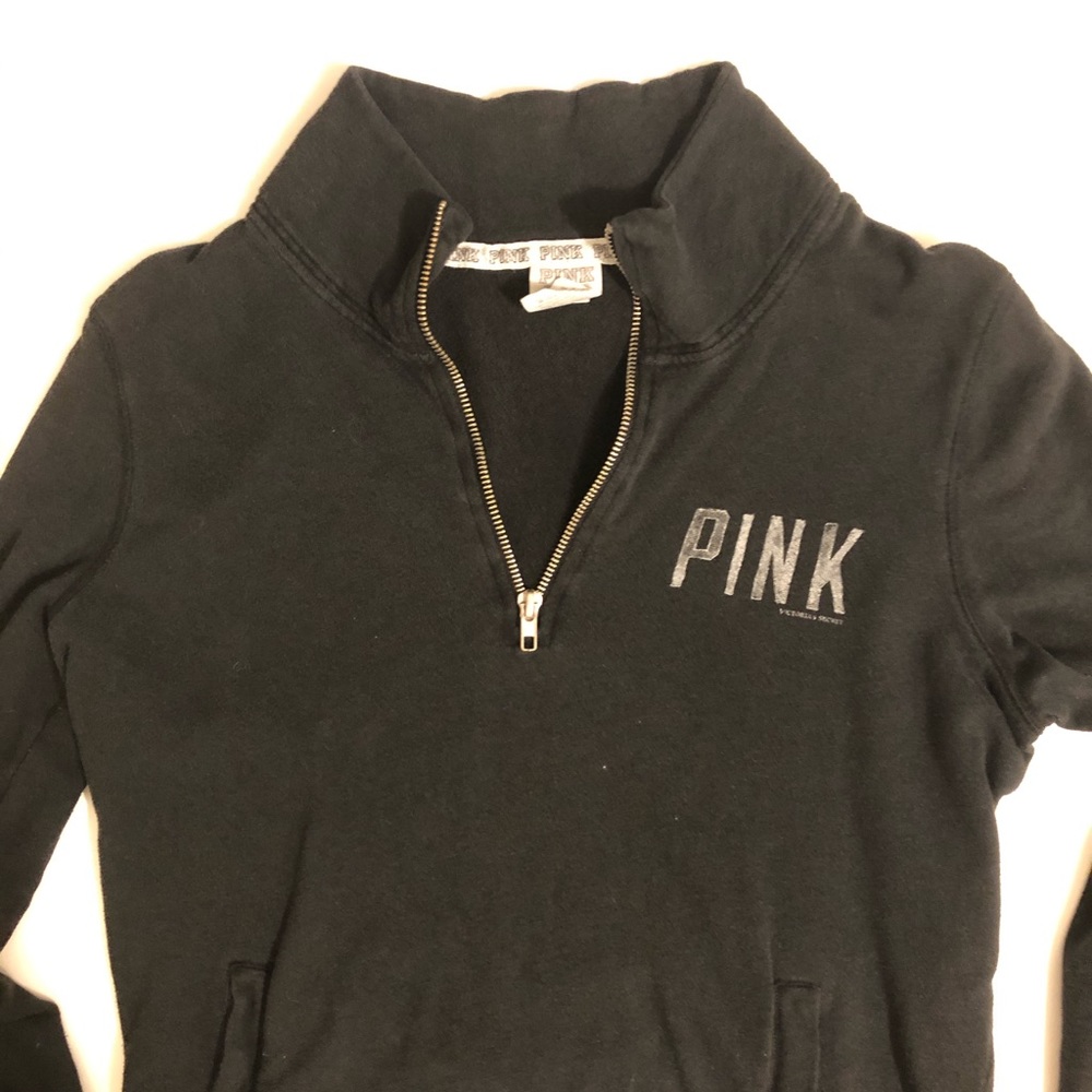 Pink semi zip-up sweatshirt